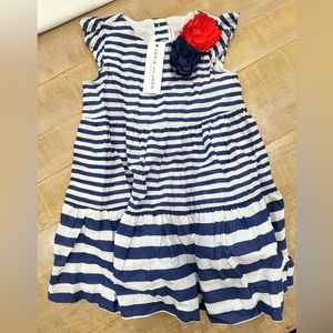 Janie & Jack Rosette striped dress baby toddler girl ruffle scalloped